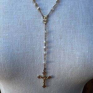 Gold and Cream Rosary Necklace -Roma